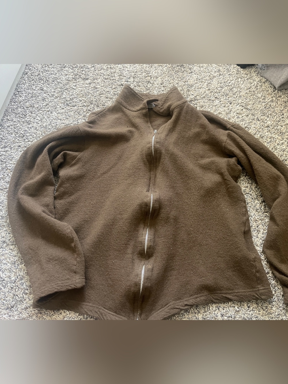 Comme Des Garçons Woman’s wool Brown Full-Zip Fleece Sweater size XS